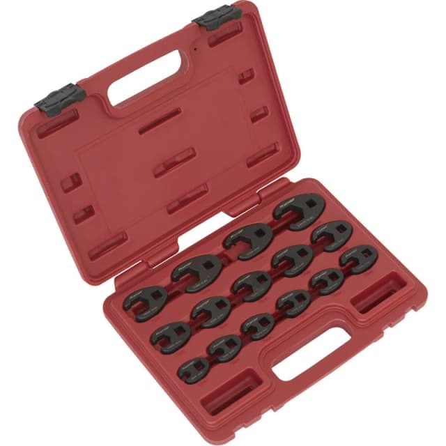 Loops 15pc Crows Foot Nut Spanner Socket Set - 3/8" Square Drive Ratchet - PHOSPHATE Multi