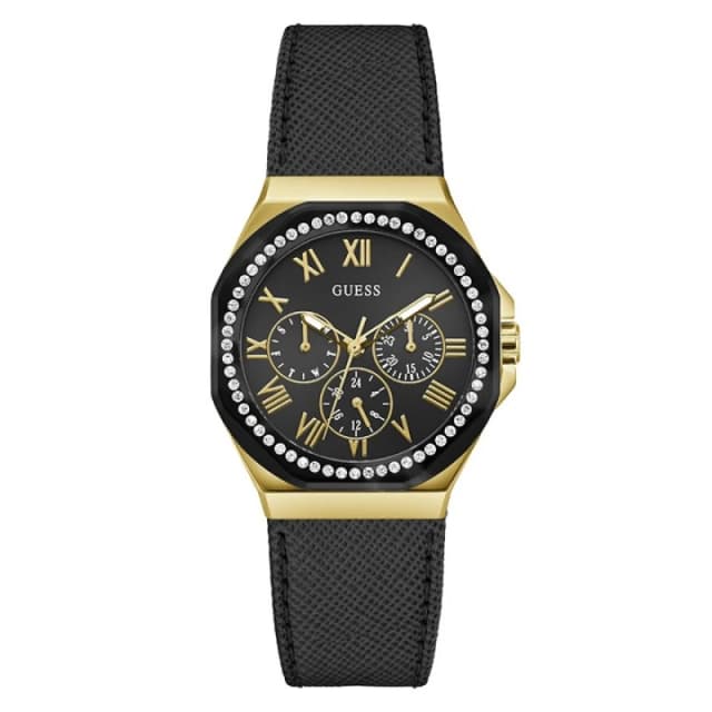 GUESS GW0753L4 Glaze Black Leather Strap Watch - W96342