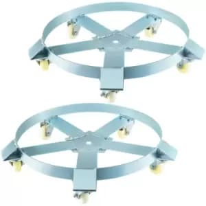 VEVOR 55 Gallon Drum Dolly with 5 Swivel Caster Wheels, Barrel Dolly Cart Heavy Duty Steel Frame Non Tipping, 2 Packs