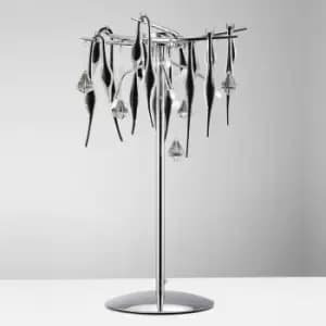 Diyas - Cygnet Table Lamp 6 Bulbs polished chrome / Black glass / crystal