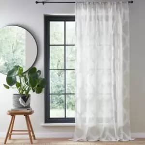 Linara Geometric Slot Top Voile Curtain Panel, Natural, 55 x 48" - Fusion
