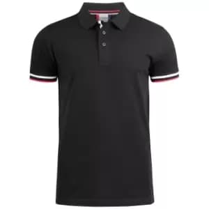 Clique Mens Newton Stripe Detail Polo Shirt (3XL) (Black)