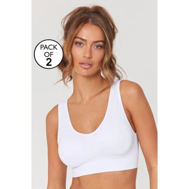 Be You 2 Pack Seam Free Comfort Bra - White White L
