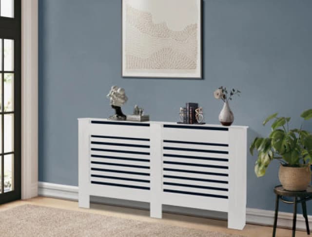 Groundlevel White Wooden Radiator Cover - 152Cm X 82Cm X 19Cm