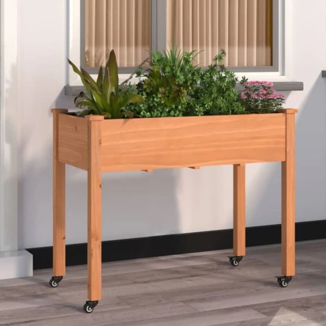 vidaXL Wheeled Planter w/ Liner - Brown 118x59x80cm, Brown 3157827