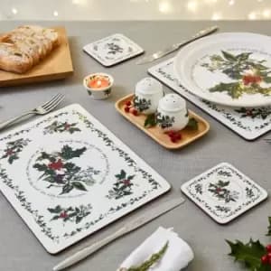 The Holly and the Ivy Placemat and Coaster Set Green