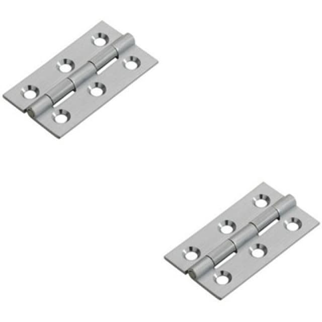 Loops 2x PAIR 50 x 28 x 1.5mm Cabinet Hinge Satin Chrome Small Cupboard Door Multi
