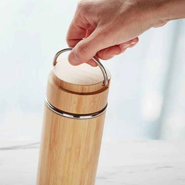 Treat Republic Insulated Bamboo Vacuum Flask with Tea Infuser Beige unisex Standard