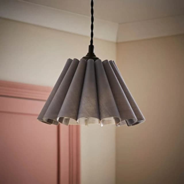 ValueLights Lauren Fabric Pleated Scallop Edge Tapered Ceiling Floor Table Lamp Shade Grey