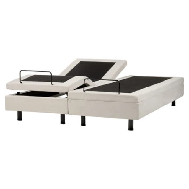 Beliani Adjustable Bed Without Headboard Fabric Castellan 160 X 200 Cm (Eu King Size) Light Beige