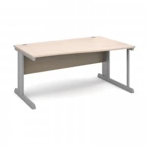 Vivo Right Hand Wave Desk 1600mm - Silver Frame Maple Top