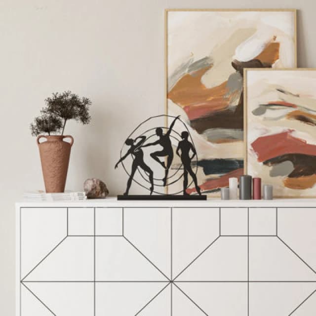 Decortie Pose Modern Metal Art Home Decoration Ornament, Black