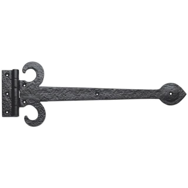 Loops PAIR 457mm Ornate Sword T Hinge Black Antique Internal Decorative Door Hinge Black