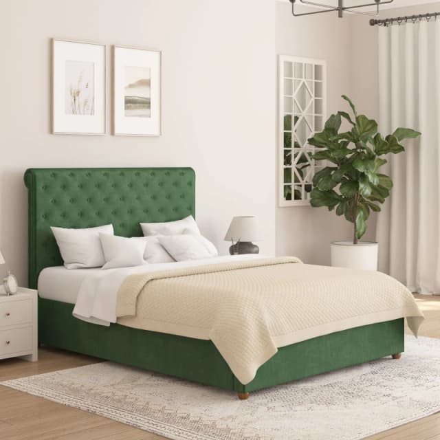 Aspire Aspire Taylor Ottoman Storage Bed Frame in Plush Velvet Fabric in Green Size: Single Green Single Unisex 5057632297754