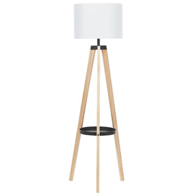 Beliani Floor Lamp Bluff Pine Wood White