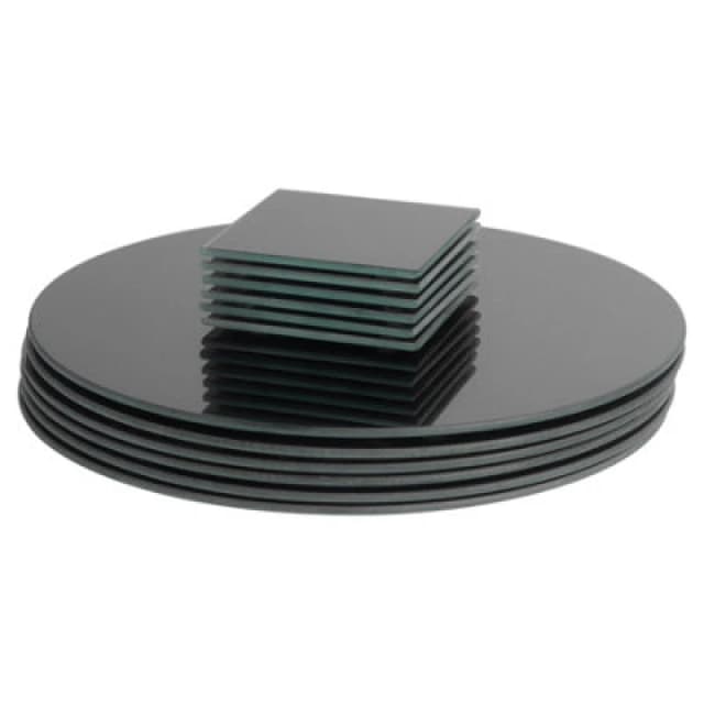 Harbour Housewares 12Pc Round Glass Placemats & Coasters Set - 30Cm Black Dining Table Protection Place Mats Cup Drink Coasters
