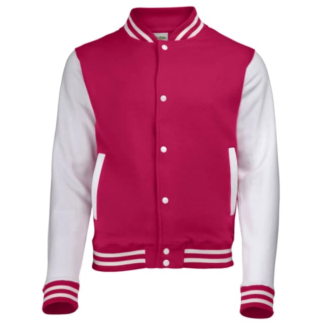 AWDis Varsity Jacket in Pink Size: 12-13 Years Pink Unisex 12-13 Years