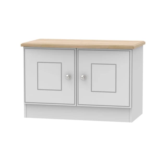 Albert Compact 2 Door TV & Media Unit In Grey Matt & Oak (Ready Assembled)