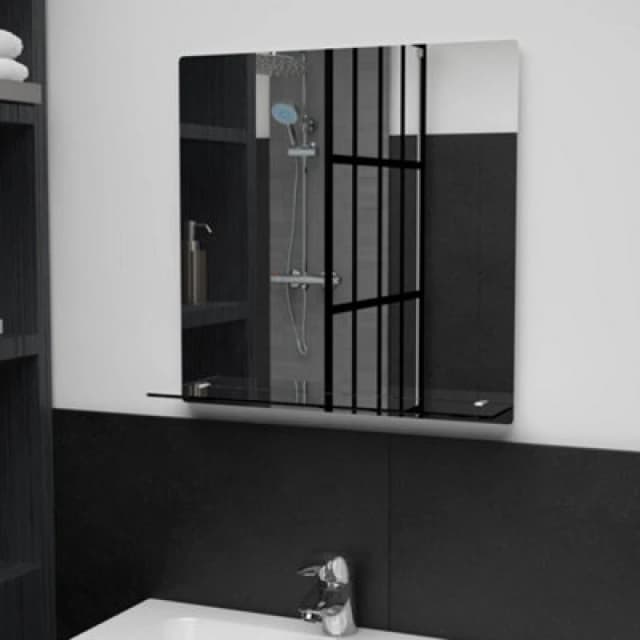 Vidaxl Wall Mirror With Shelf 50X50 Cm Tempered Glass