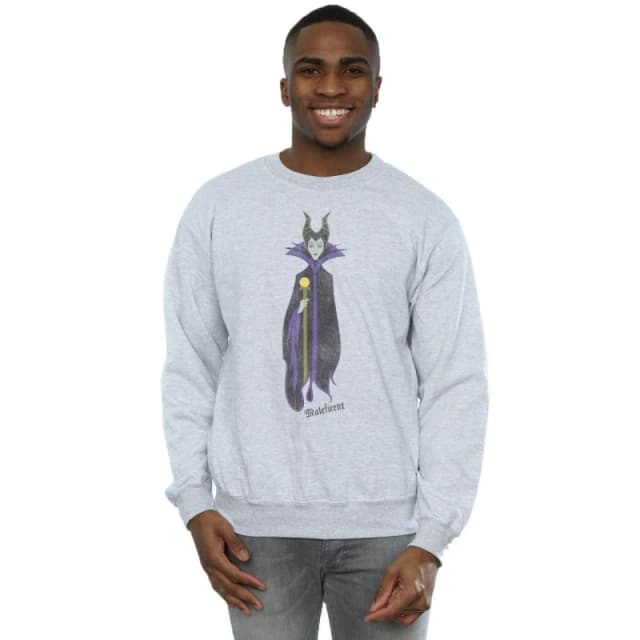 Disney Men Sleeping Beauty Classic Maleficent Sweatshirt in Grey Size: Small Grey S Male 5057245581318