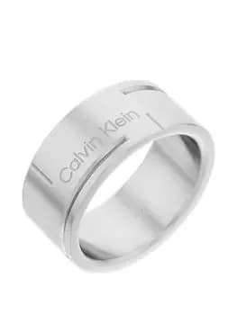 Calvin Klein Grid Mens Ring, Silver, Size Large, Men