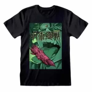 Jujutsu Kaisen Unisex Adult Finger Licking T-Shirt (L) (Black/Green/Pink)