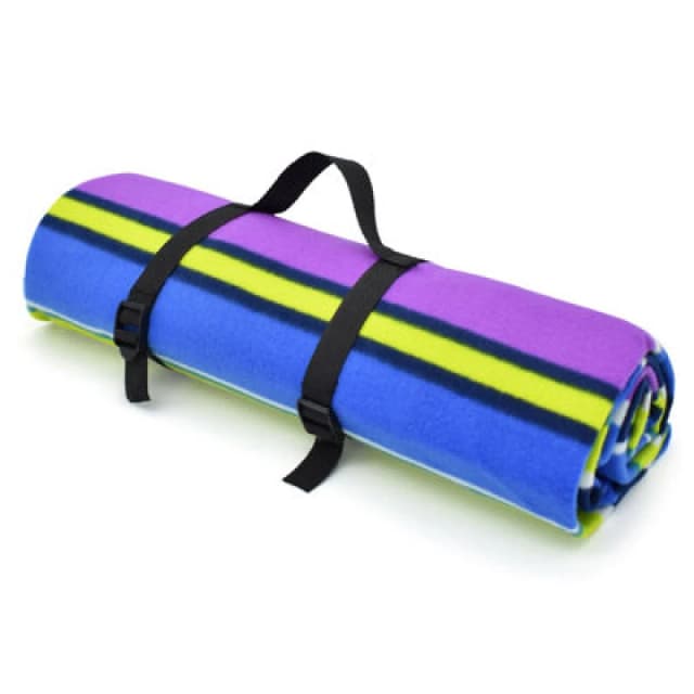 Velosso Vibrant Striped Design Outdoor Blanket, Waterproof And Antislip Fleece Picnic Mat, Warm Texture - 120X150Cm - Multicolour