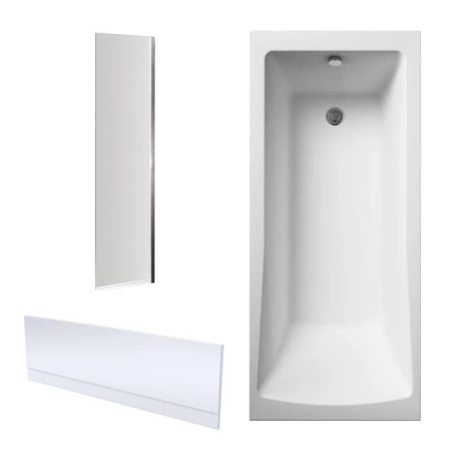 Balterley Square Bathtub Front Panel and Fixed Screen Chrome Profile Silver