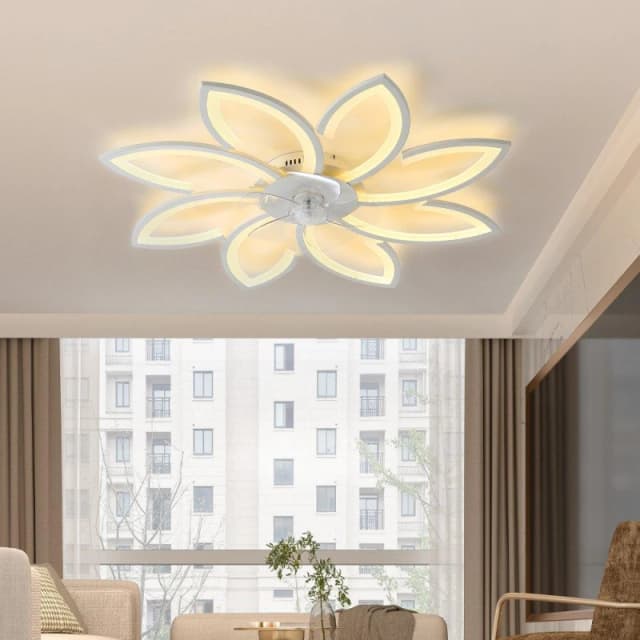 Kabinet UK Modern Flower Shape Ceiling Fan with Light Fans One size White 42369901000