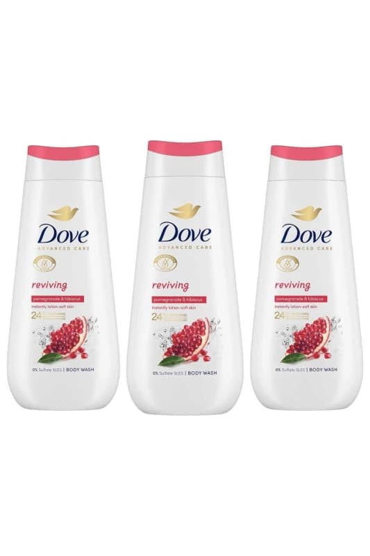 Dove 'Body Wash' Reviving for 24Hrs Renewing Micromoisture, 3x 225ml White female