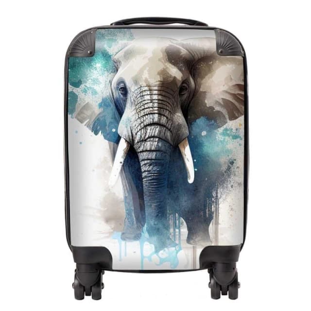 Warren Reed - Designer Majestic Elephant Splashart Suitcase in Grey Size: Small Grey Unisex Small