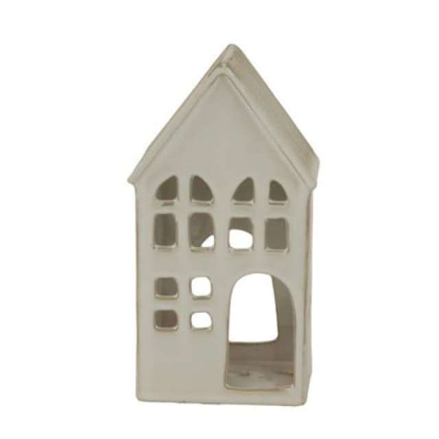 Hill Interiors House Tea Light Holder Decoration - Ceramic - L6 X W9 X H16cm - White