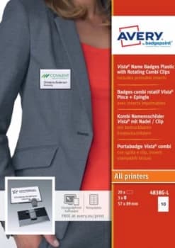 Vista 60 Name Badge Combiclip Anthracite 20 Badge 30 Labels