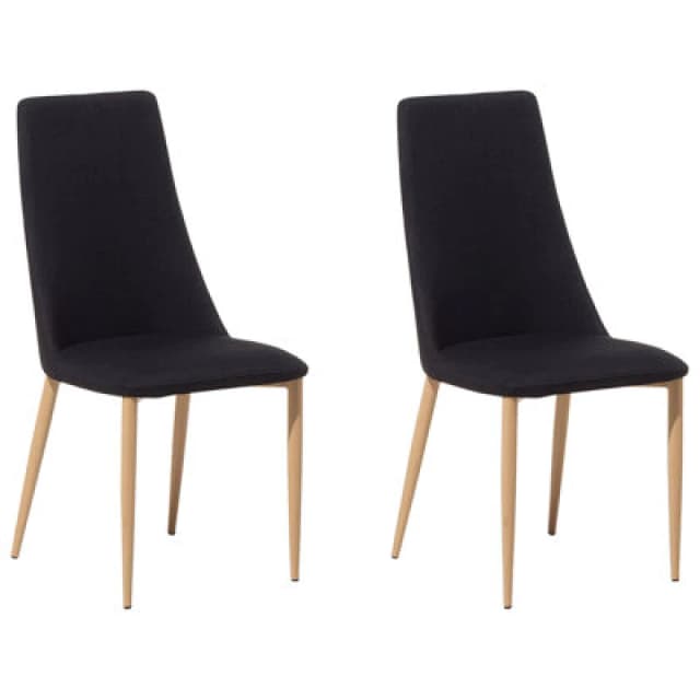 Beliani Set Of 2 Dining Chairs Clayton Fabric Black
