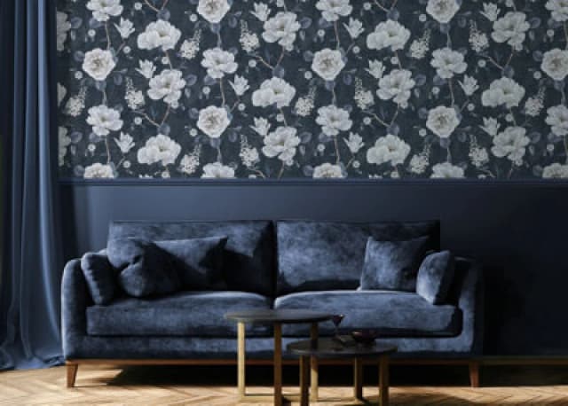 ARTHOUSE Arthouse - Ashley Floral Navy Wallpaper Flowers Rose Leaves Classic Feature Wall WL-925505