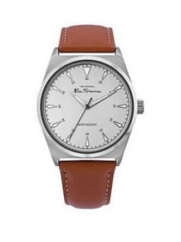 Ben Sherman Silver Dial Brown Leather Strap Mens Watch, One Colour, Men