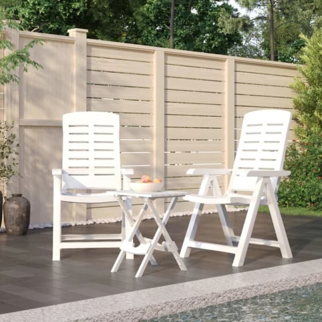 vidaXL 3 Piece Garden Dining Set White Polypropylene, White 3120463