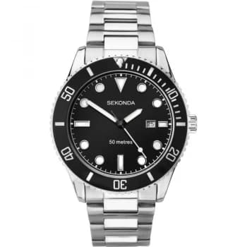 Sekonda Black and Silver Watch - 1788