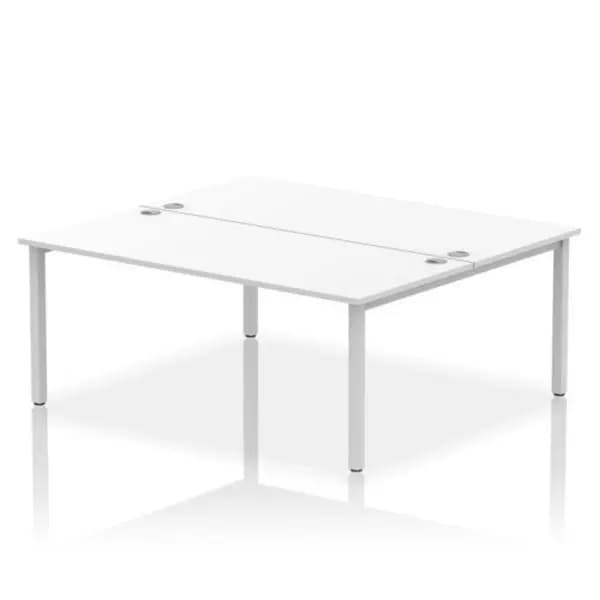 Impulse Impulse Bench B2B 2 Person 1800 Silver Frame Office Bench Desk White IMB2P18WHTS