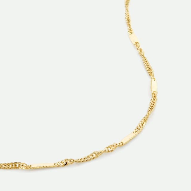 The Fine Collective Womens 9ct Yellow Gold Singapore Bar Chain Necklace 18" Size: 18" Gold Female 18"