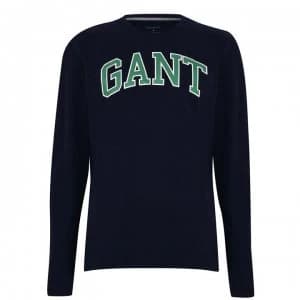 Gant Long Sleeve Logo T Shirt - Marine Blue410