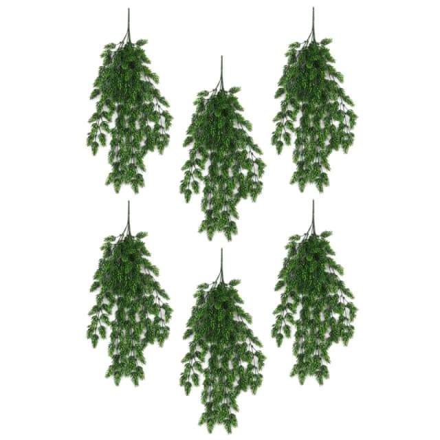 N/A Pack of 6 x Hanging UV and Fire Resistant Artificial Clustered Fern Plant 128cm