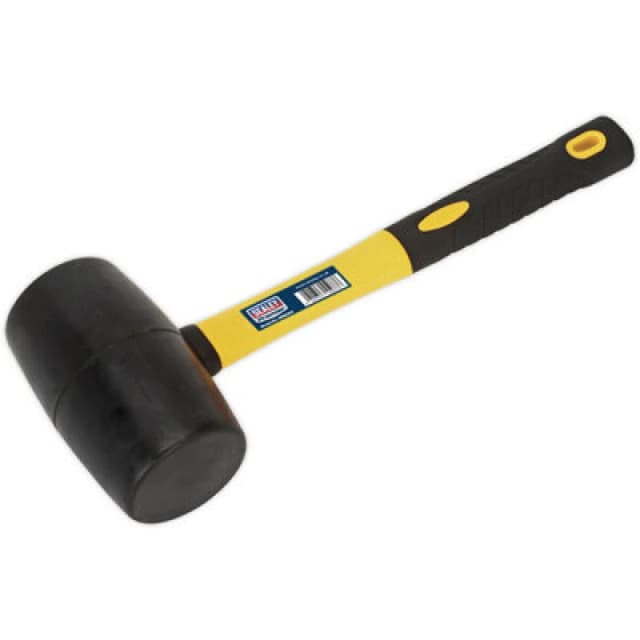Loops 2lb Rubber Mallet - Fibreglass Shaft - General Purpose Hammer - DIY Tool Camping Clear