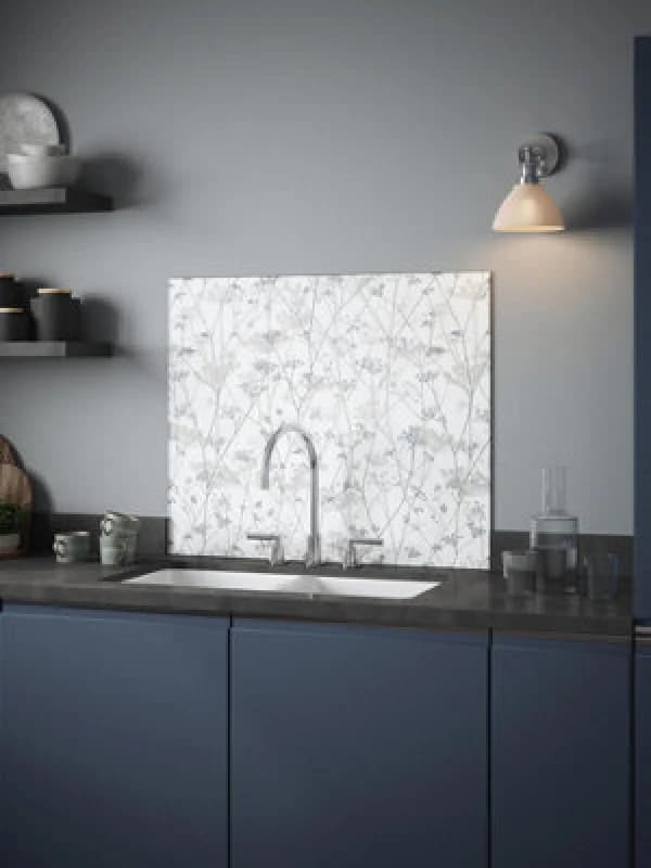 Clarissa Hulse Self Adhesive Kitchen Splashback Wild Chevril Chalk Toughened Glass (W) 900 X (L) 750mm