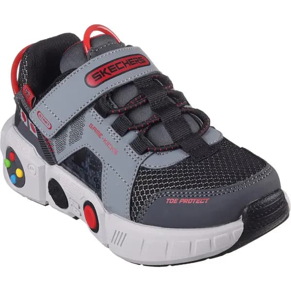 Skechers Boys Gametronix Mempry Foam Trainers Shoes UK Size 2 (EU 35) Grey/Multi SKE1746-GYMT-2