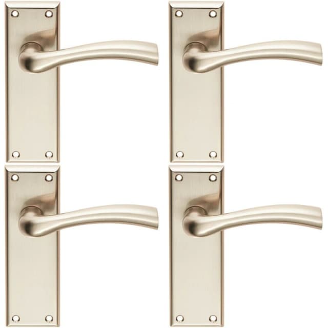 Loops 4x Chunky Curved Tapered Handle on Latch Backplate 150 x 50mm Satin Nickel Metallics