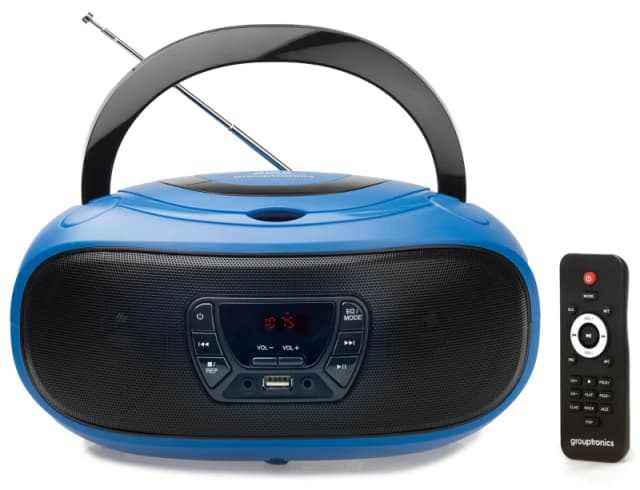 Grouptronics Gtcdr-501 Blue Portable Boombox Cd Player With Radio, Usb, Mp3, And Aux For Smartphones And Tablets