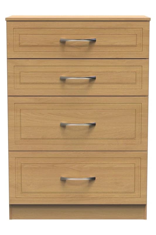 Studio Dorset 4 Drawer Deep Chest - Ready Assembled Chest of Drawers Medium Brown 41562590130