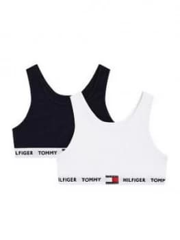Tommy Hilfiger Girls 2 Pack Logo Bralette - White/Navy