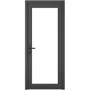 Crystal uPVC Single Door Full Glass Right Hand Open In 890mm x 2090mm Clear Double Glazed Grey/White (each)